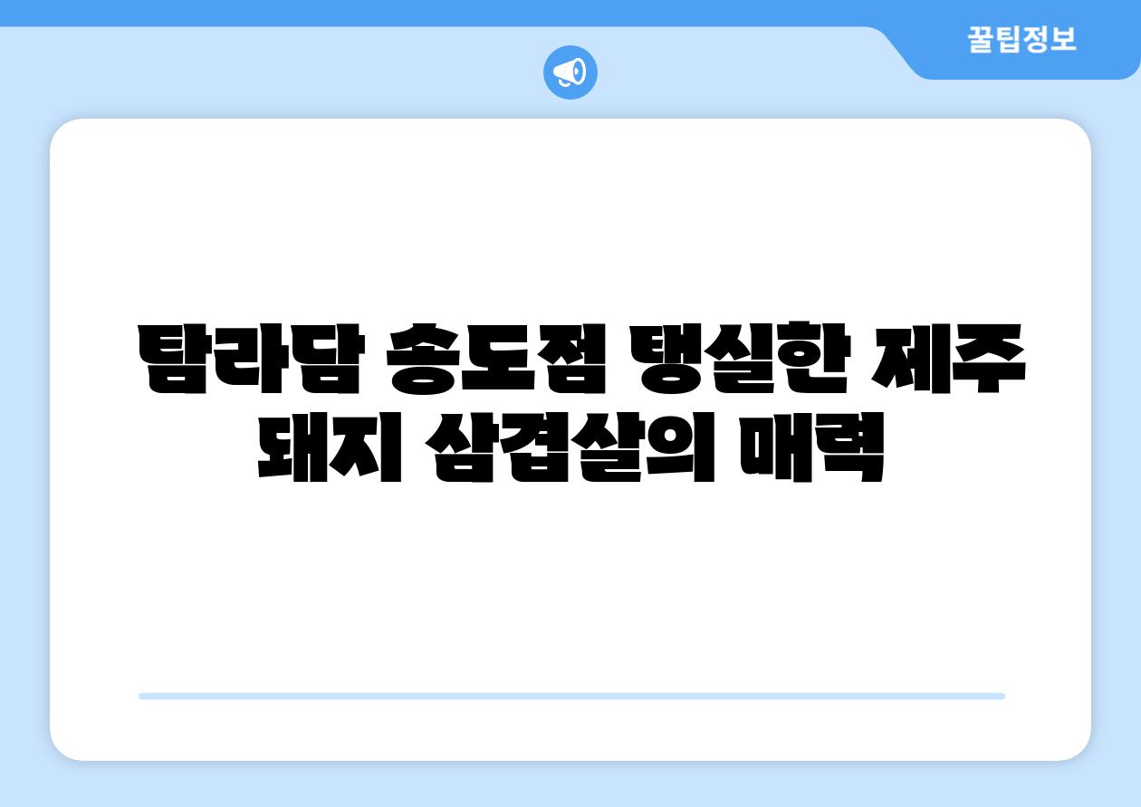 탐라담 송도점 탱실한 제주 돼지 삼겹살의 매력