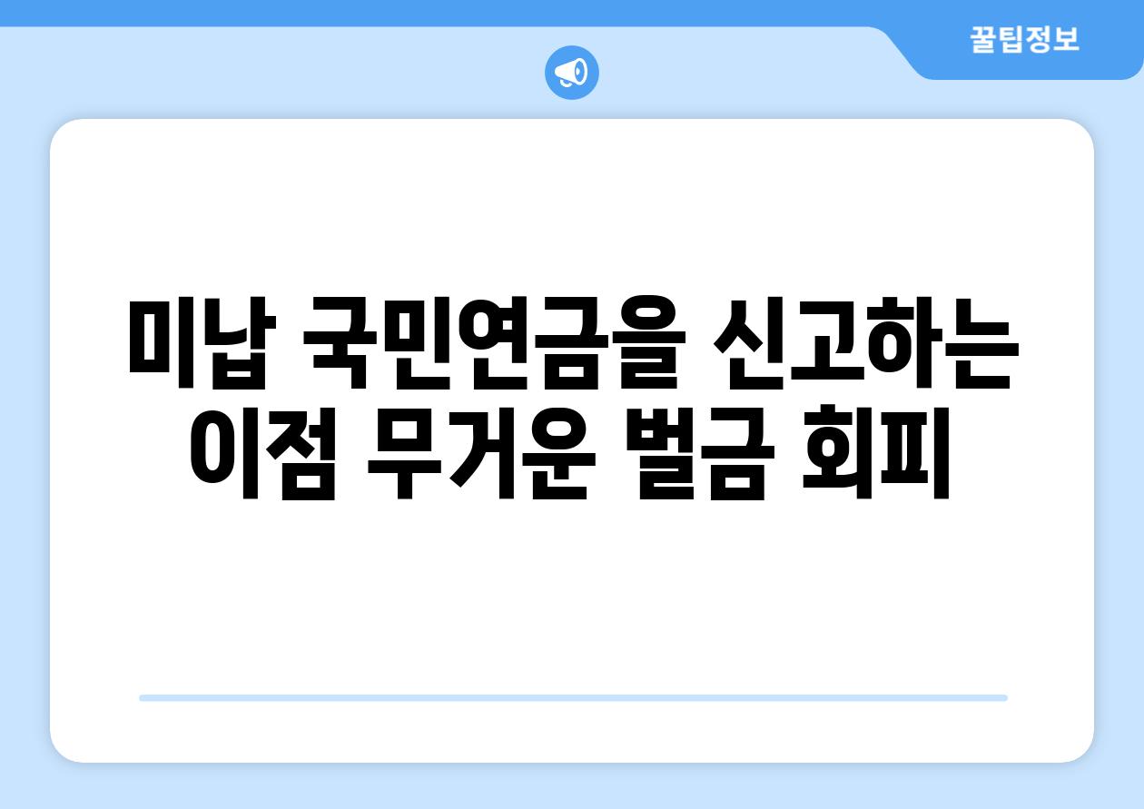 미납 국민연금을 신고하는 장점 무거운 벌금 회피