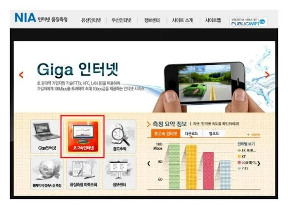 SK 브로드밴드 인터넷 속도측정