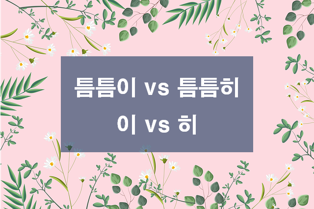 틈틈이 틈틈히 구별방법, 이히 구별하기 올바른 사용법