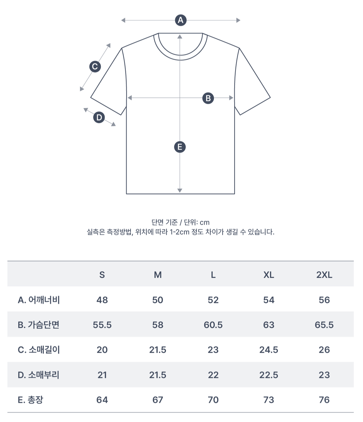티셔츠 사이즈