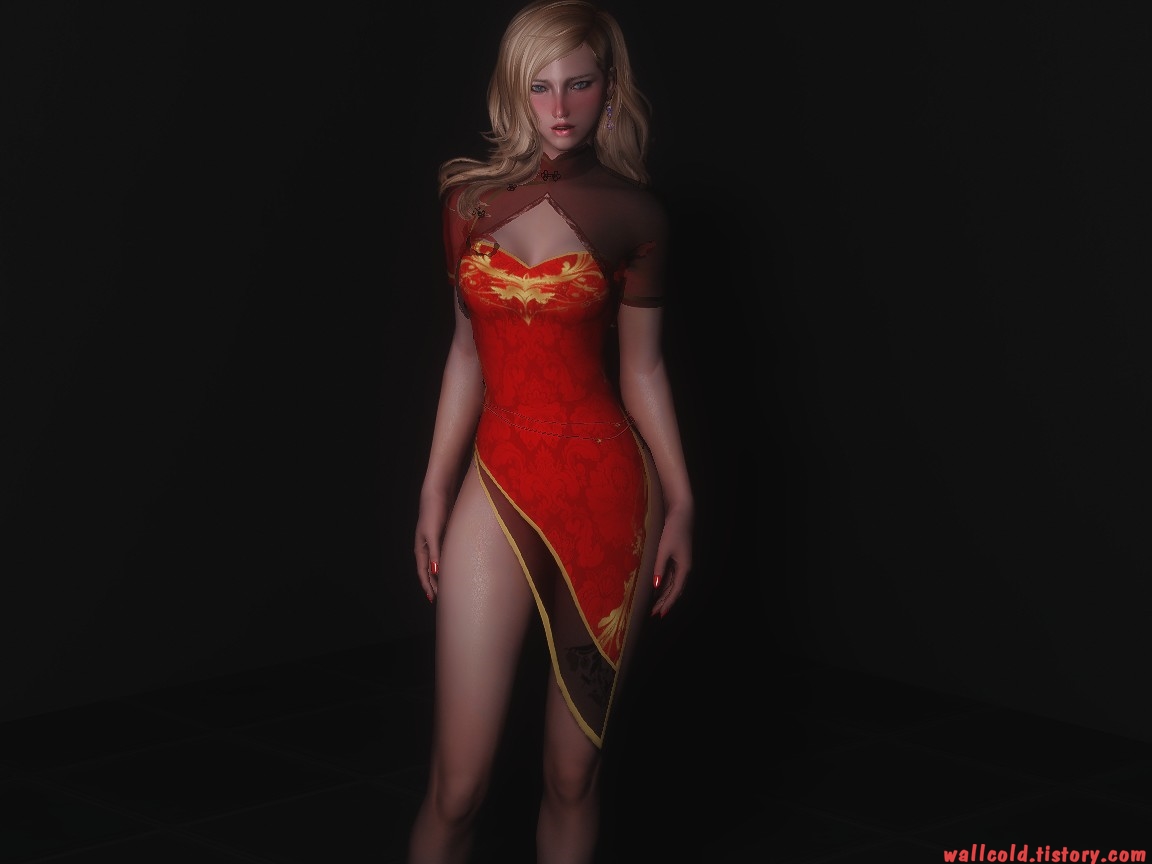 스카이림 의상 - 차이나드레스 의상 tda luka china dress skyrim mod 002