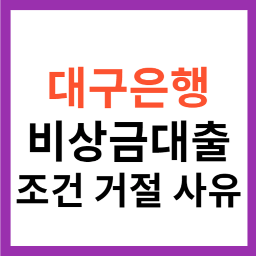 대구은행 비상금대출 쓰담쓰담 조건 및 거절 사유 총정리