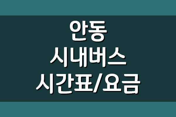 안동 시내버스 시간표 및 요금표