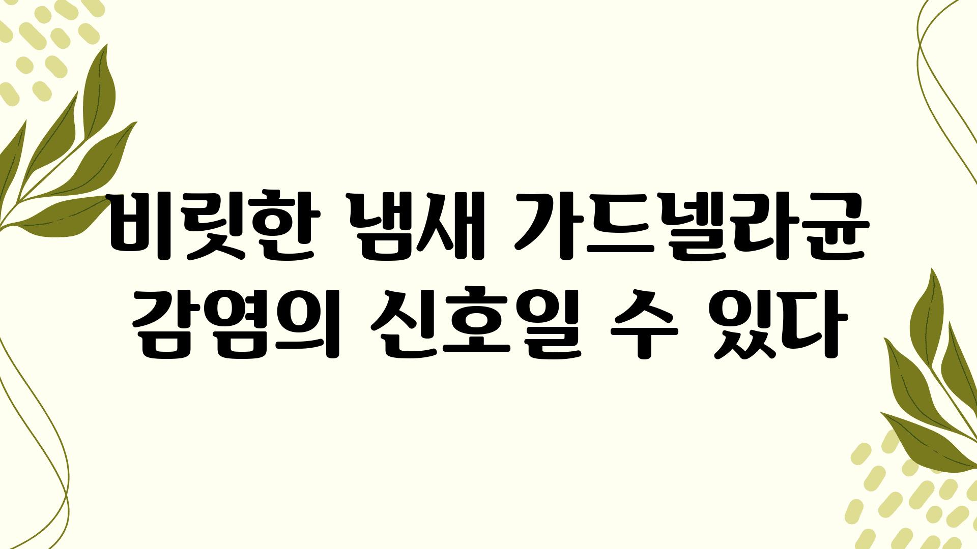 비릿한 냄새 가드넬라균 감염의 신호일 수 있다