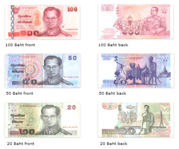 태국 지폐_100밧&#44; 50밧&#44; 20밧