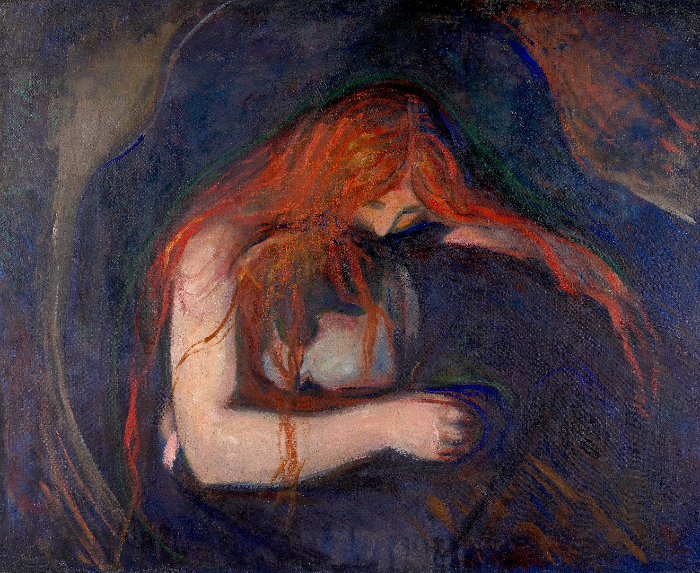 Love and Pain (Vampire), 1895, 91 cm × 109 cm-Edvard Munch