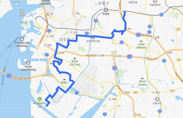  인천 8번버스 노선, 시간표 [송도 인천대, 해양경찰청, 나사렛국제병원, 송도역, 인하대, 송내역]