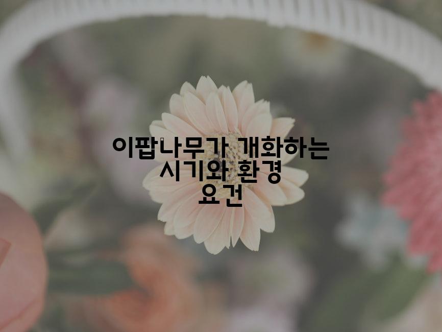 이팝나무가 개화하는 시기와 환경 요건