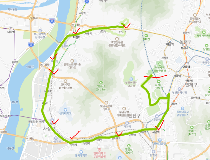  [부산] 33번버스 노선 시간표 : 시민공원, 서면역, 감전역, 사상역, 구포역