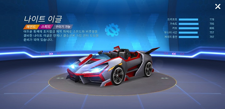  카러플 시즌6 시즌패스 - 나이트이글 능력치 분석