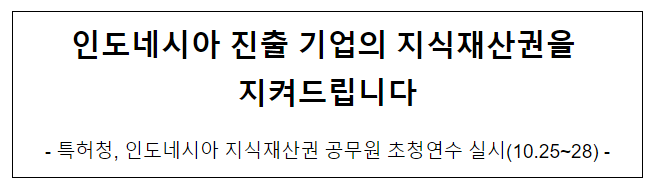  인도네시아 진출 기업의 지식재산권을 지켜드립니다