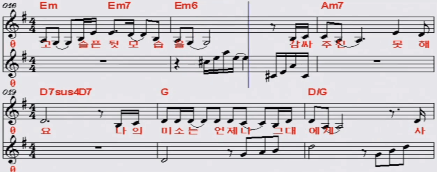 조갑경 바보 같은 미소 노래방 악보