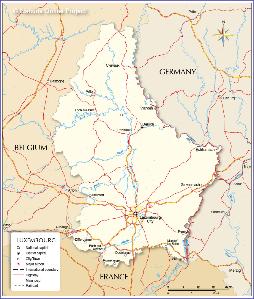 서유럽-룩셈부르크-지도