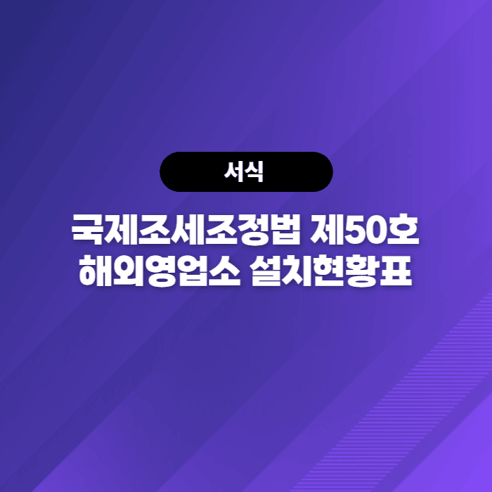  국제조세조정법 제50호 해외영업소 설치현황표