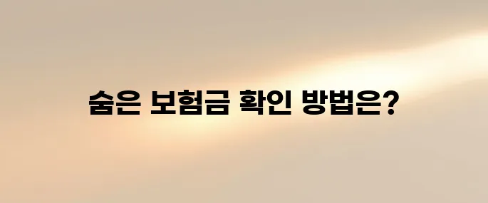 숨은 보험금 찾기 조회 바로가기