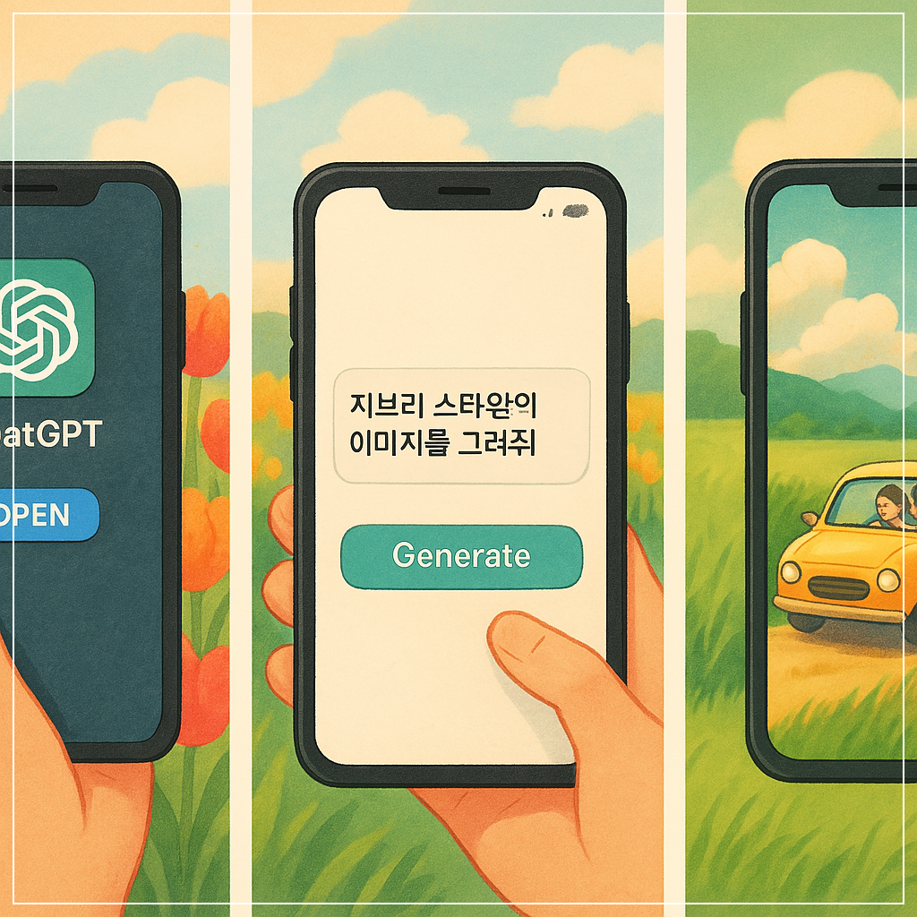 &quot;챗GPT 앱에서 지브리 이미지 생성하는 과정 3단계&quot;