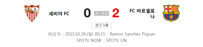  20/21 라리가 25라운드 - 세비야 대 바르셀로나 경기 하이라이트 (2021년 2월 28일)
