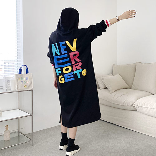  안감기모 컬러콤비 스트라이프 시보리 후드롱원피스