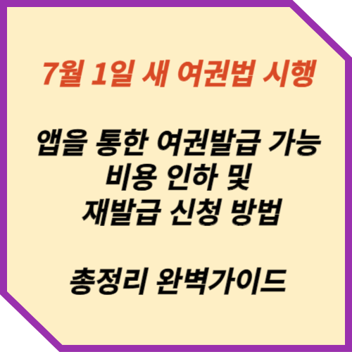 &quot;7월 1일 새 여권법 시행: 발급 비용 인하 및 재발급 신청 방법 총정리&quot;