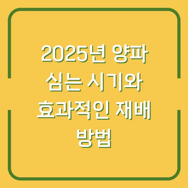 2025년 양파 심는 시기와 효과적인 재배 방법