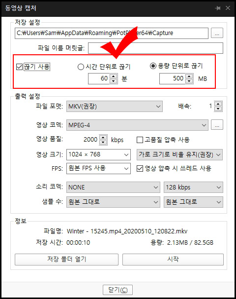 팟 플레이어 동영상 캡처