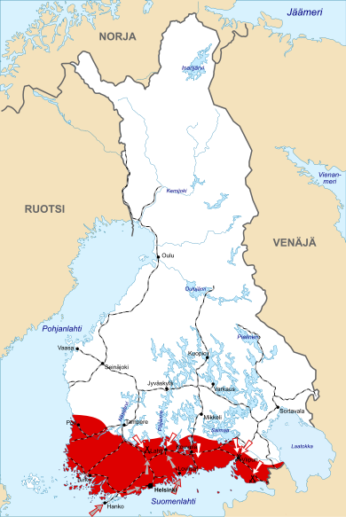 핀란드 내전 후반부 지도