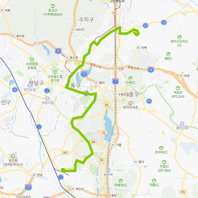  수원 720-3번버스 노선, 시간표 :  단국대, 죽전역, 영통역, 동탄고