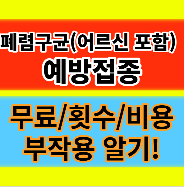  어르신 폐렴구균 예방접종 무료 횟수 비용 부작용 주의사항
