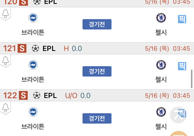 [진짜총판] 5월16일 브라이튼 VS 첼시 축구분석