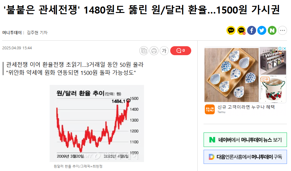 관세 전쟁의 영향으로 치솟는 환율