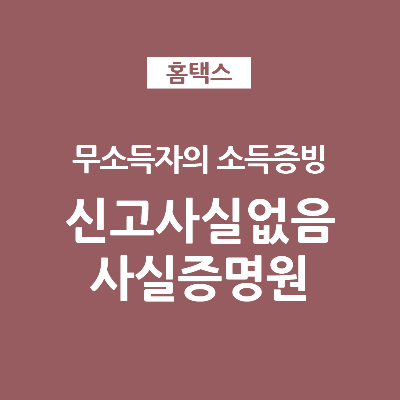  소득없음 사실증명 - 홈택스 신고사실없음 증명원 발급