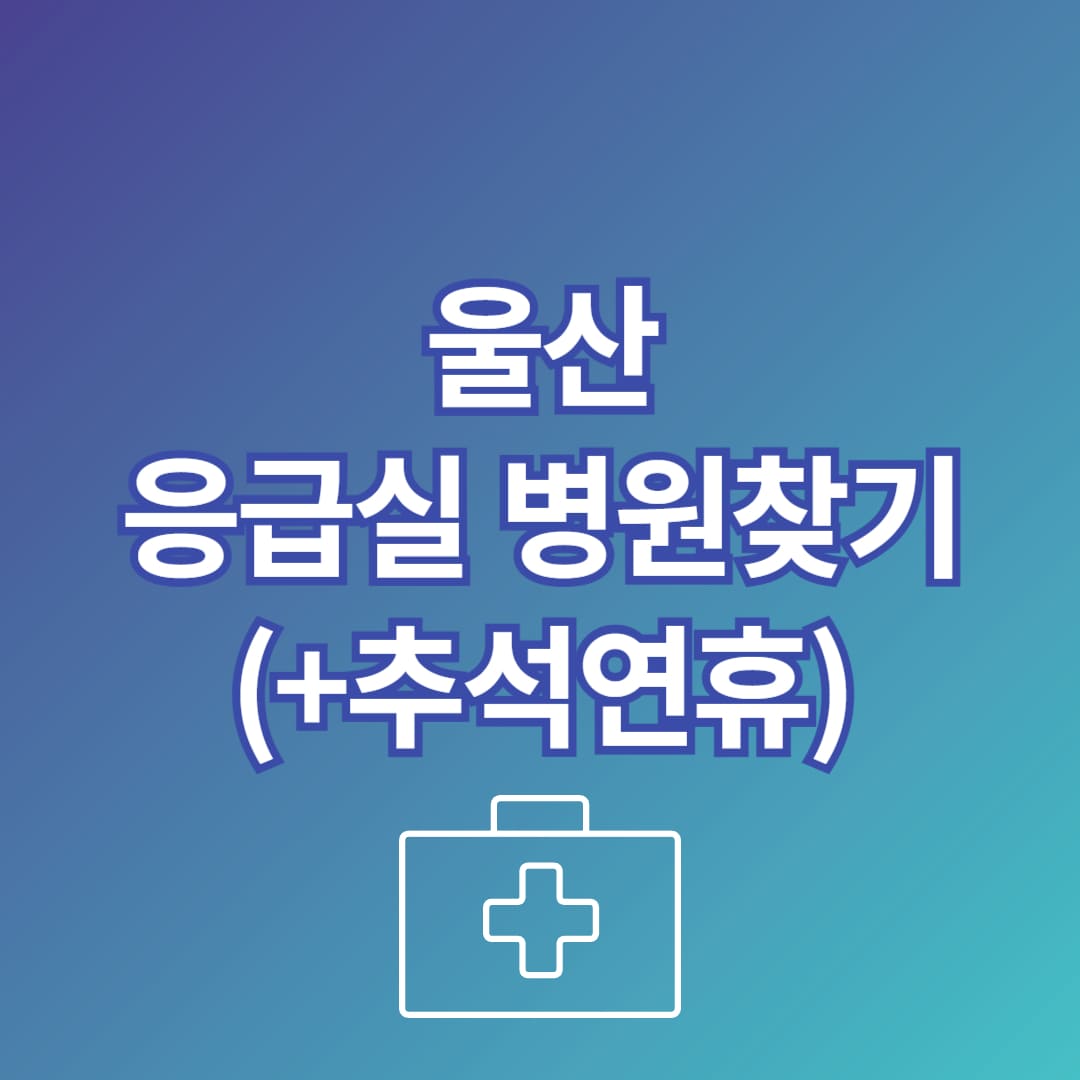 울산 추석 응급실 병원 찾는 방법