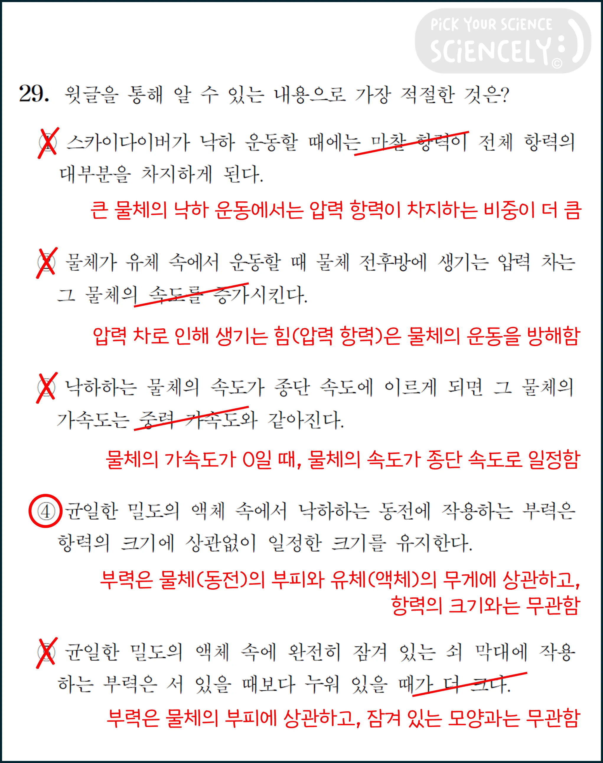 국어 독서 과학기술, 국어 비문학 과학기술, 16학년도 고3 수능 B형 Q29-30, 힘의 합성과 종단 속도, Q29