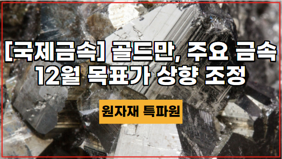  [국제금속] Goldman Sachs는 알루미늄, 구리 및 아연에 대한 12개월 목표 가격을 상향 조정