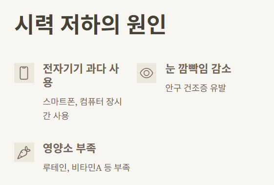 시력 저하 원인 이미지