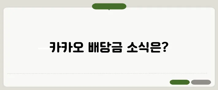 카카오 배당금액