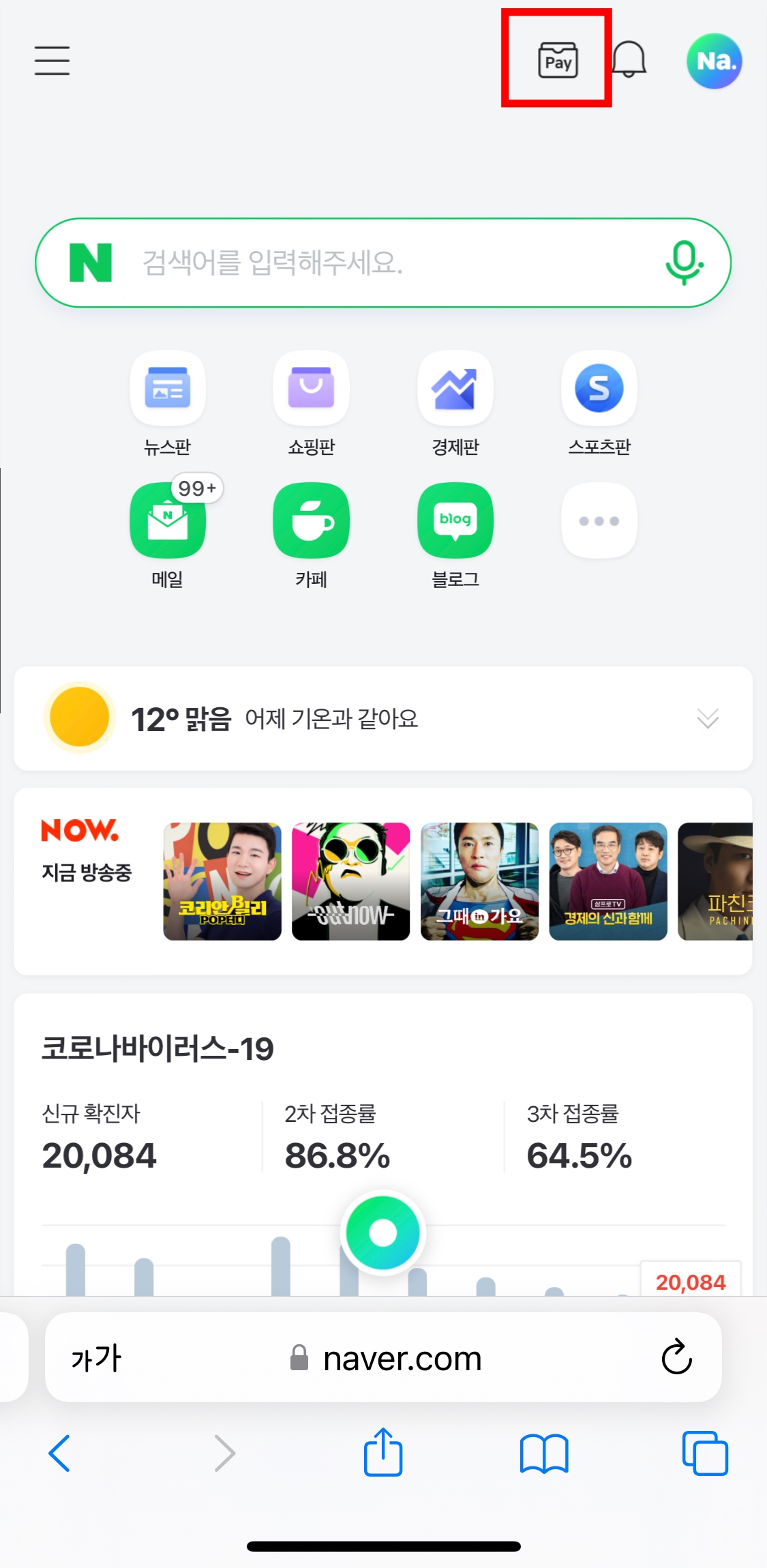 네이버페이-버튼-클릭-화면