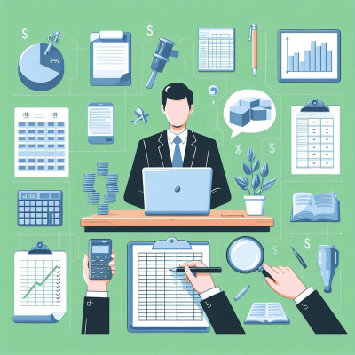 데이터를 분석하고 있는 직장인의 모습이 포함된 일러스트입니다.