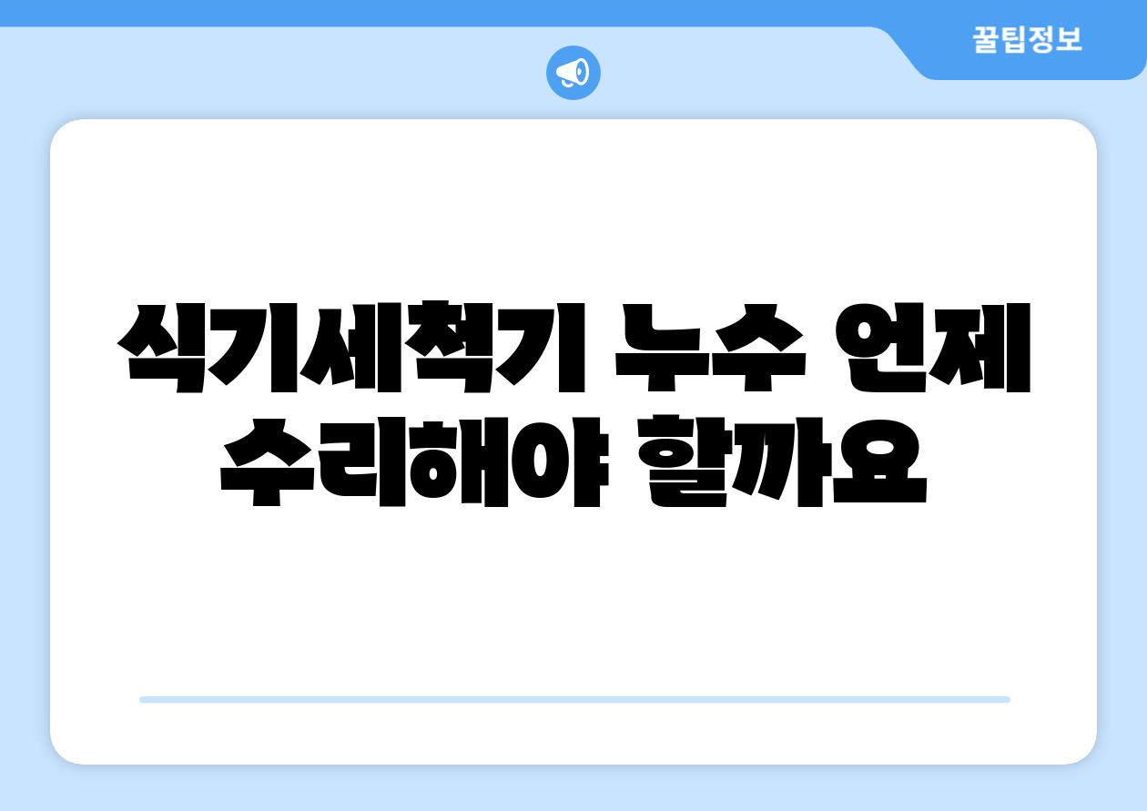 식기세척기 누수 언제 수리해야 할까요