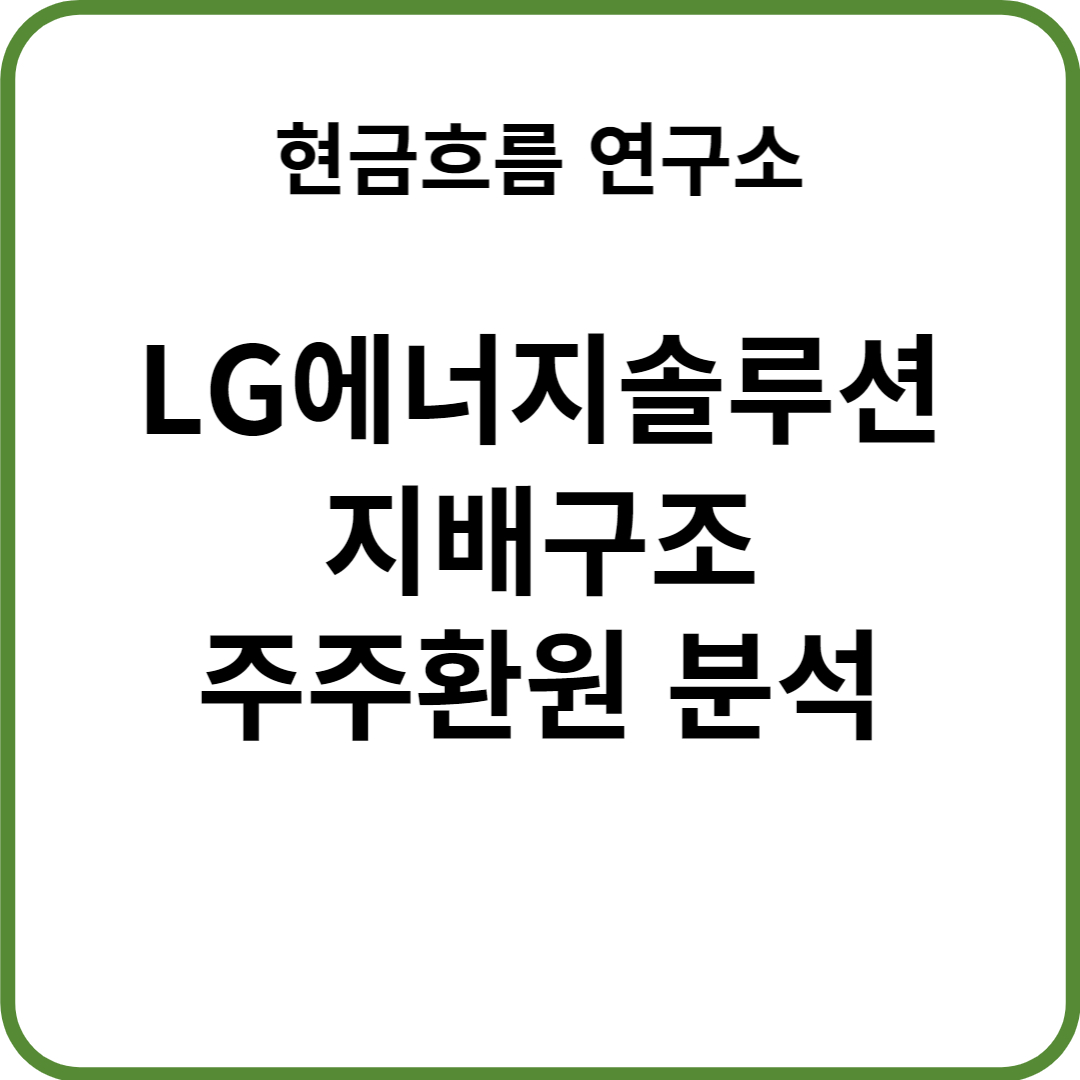  LG에너지솔루션 지배구조 분석을 통한 주주환원 배당 자사주 소각 분석! 쉽게 설명해드리겠습니다.