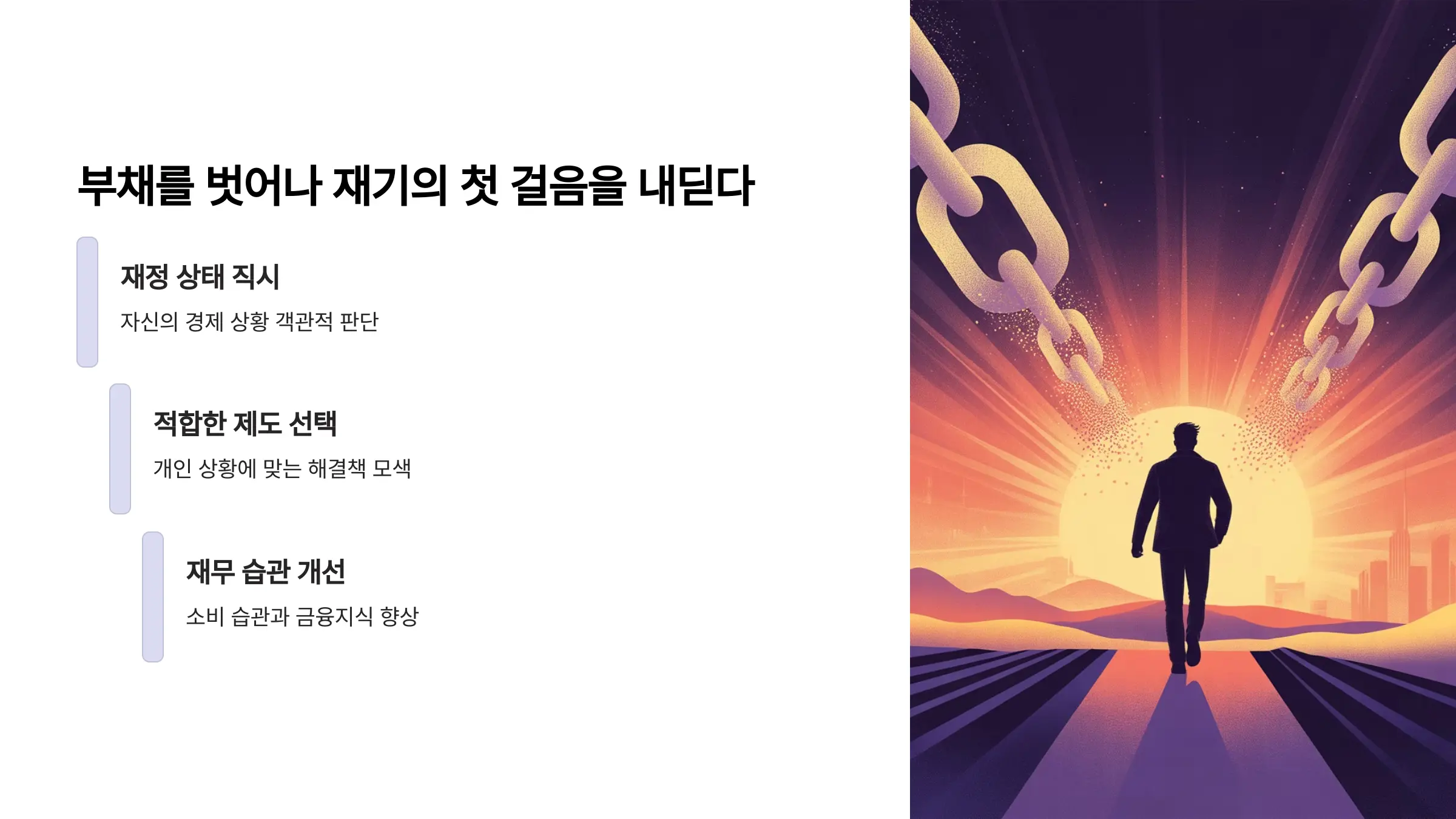 부채를 벗어나 재기의 첫 걸음을 내딛다