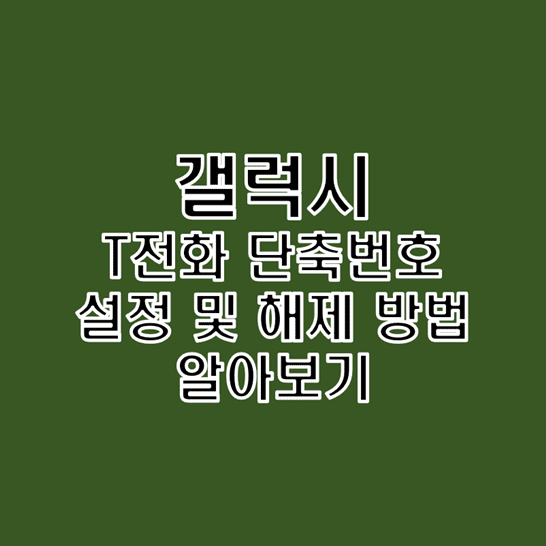  갤럭시 T전화 단축번호 등록 및 해제 설정 방법
