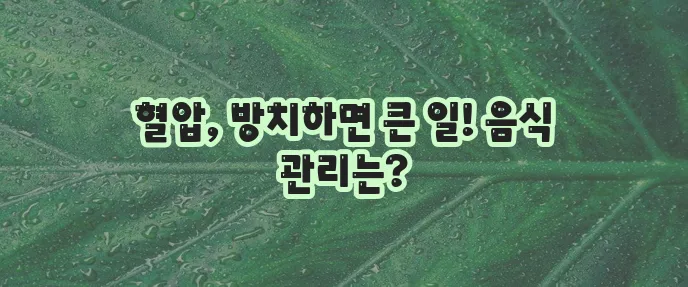 고혈압 주요 증상과 좋은 음식 나쁜 음식 확실히 알아두세요!