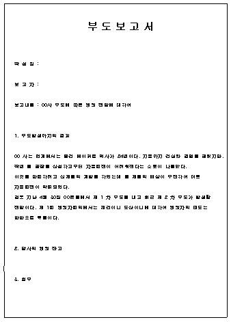  부도 보고서 양식