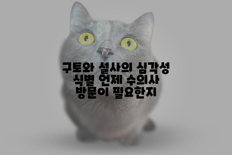 구토와 설사의 심각성 식별 언제 수의사 방문이 필요한지