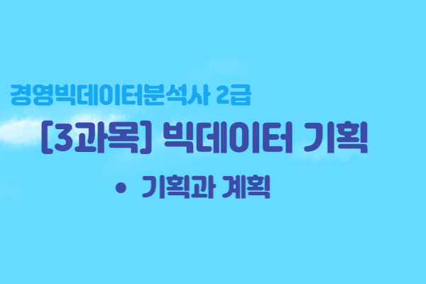  [경영빅데이터분석사 2급] 3과목 빅데이터 기획 - 기획과 계획