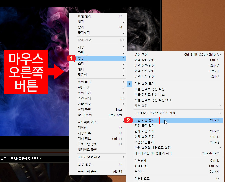 곰플레이어 고급 화면 캡쳐