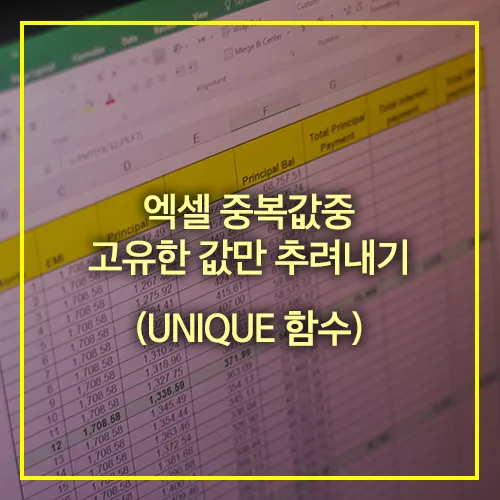 엑셀 UNIQUE 함수