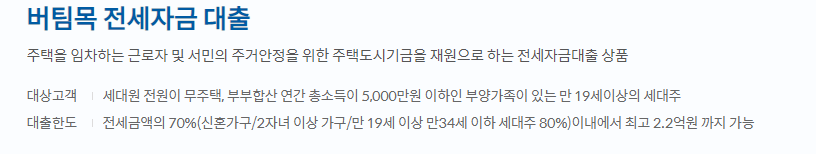신한은행 버팀목 전세자금대출 설명